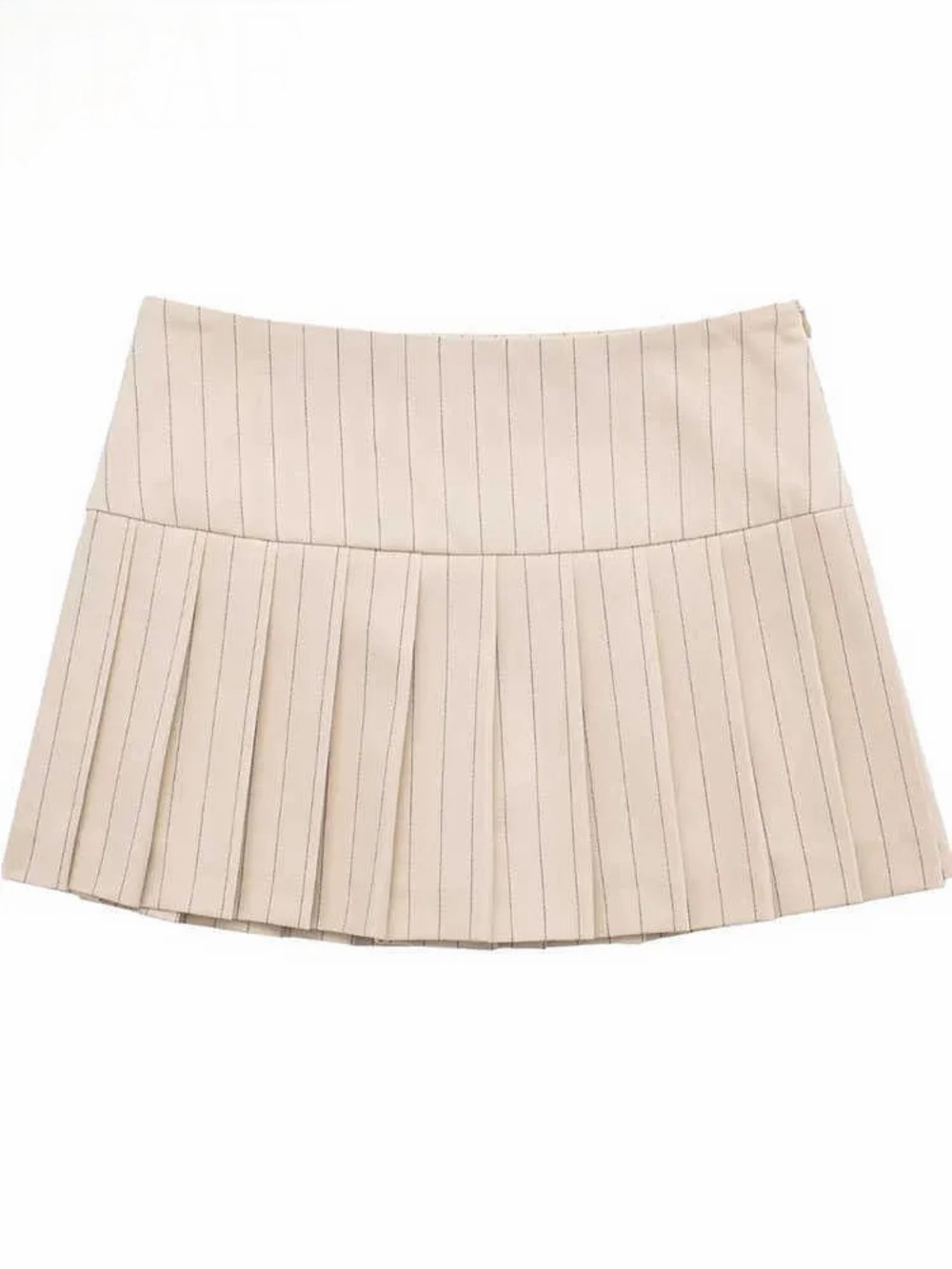 Zara Cream Pinstripe Pleated Mini Skirt